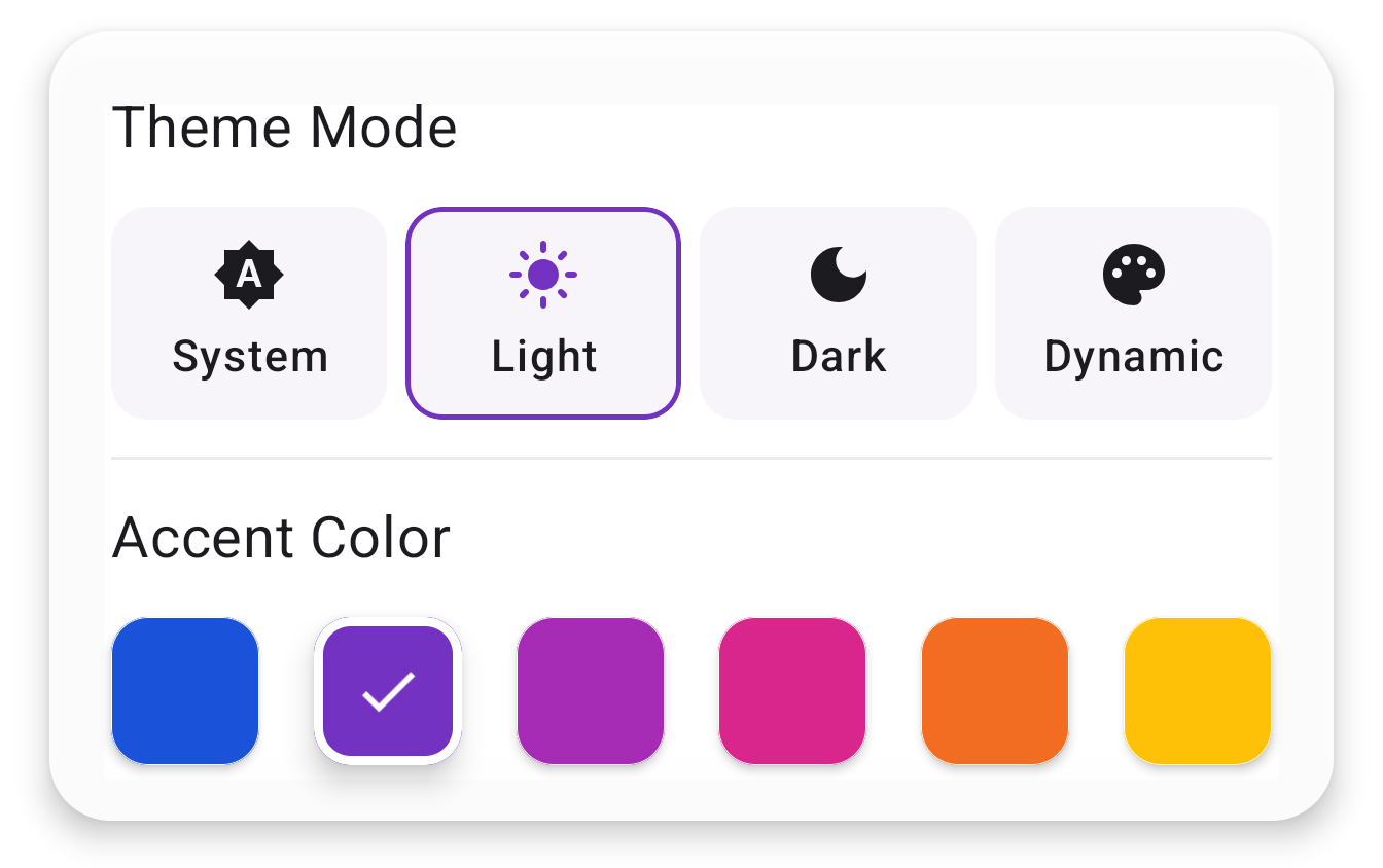 Light theme accent color choices